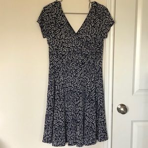 Navy and White Patterned Dress